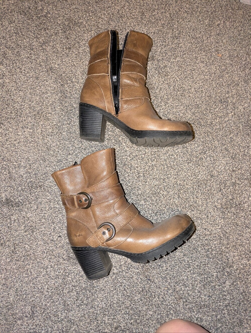 Leather Block Heel Booties